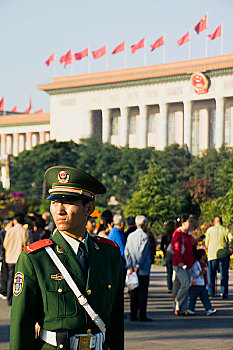 北京天安门广场上的武警