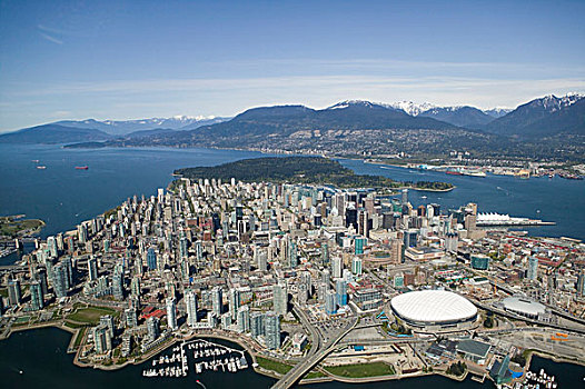 俯视,市区,温哥华,不列颠哥伦比亚省,加拿大