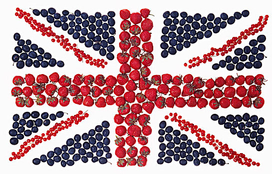 英国国旗,草莓,蓝莓,红醋栗