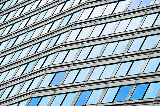 现代,办公室,建筑,蓝色,玻璃窗