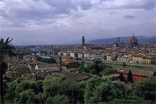 意大利,佛罗伦萨,俯视,城市,米开朗基罗