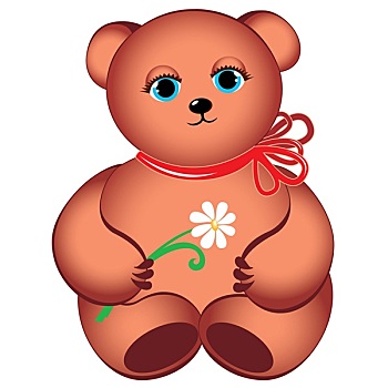 小,泰迪熊,花