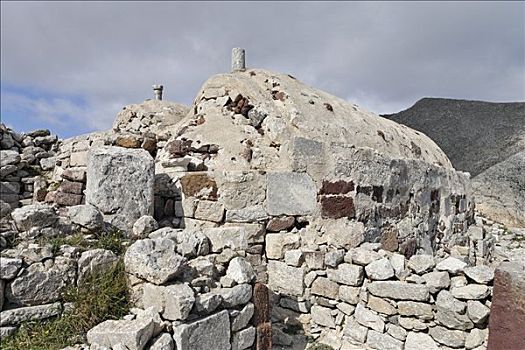 两个,小教堂,遗迹,山,锡拉岛,希腊