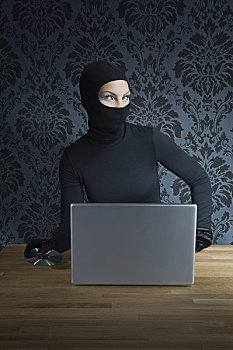 女人,衣服,黑色,笔记本电脑