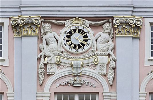 设计,钟表,老,市政厅,北莱茵威斯特伐利亚,德国,欧洲