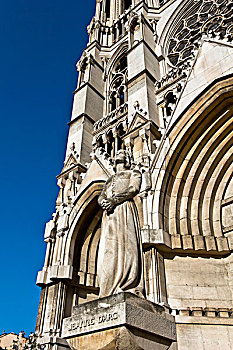 圣女贞德,雕塑,正面,教堂,马赛,法国,欧洲