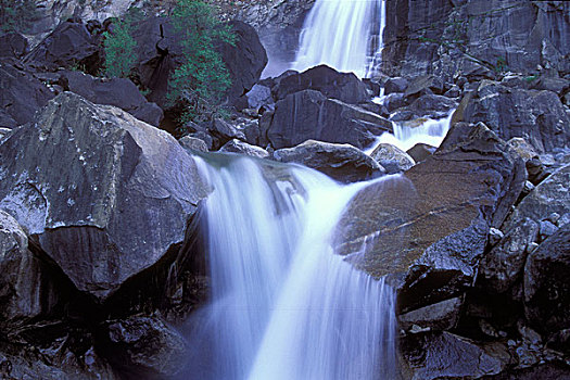 水,流动,石头,瀑布,优胜美地国家公园,加利福尼亚,美国