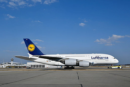 空中客车,汉莎航空公司,卡车,慕尼黑,机场,上巴伐利亚,巴伐利亚,德国,欧洲