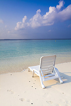 椅子,海滩,岛屿,北方,环礁,马尔代夫