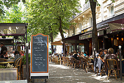 法国,巴黎,地区,人,平台,咖啡,街道