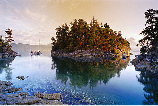 船,岛屿,不列颠哥伦比亚省,加拿大