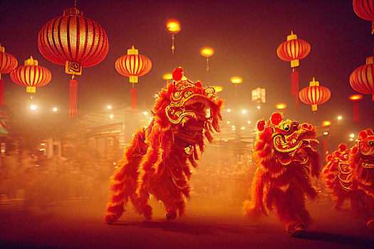 中国传统民间习俗舞狮