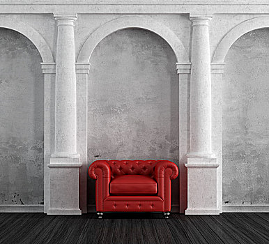 红色,扶手椅,奢华,经典,家
