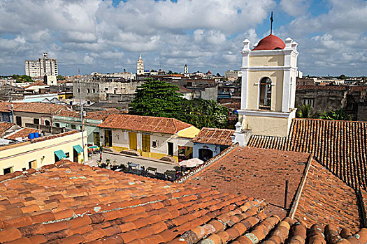 古巴,卡马圭,屋顶,风景,城镇,历史,中心