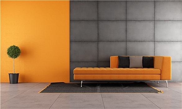 黑色,橙色,客厅