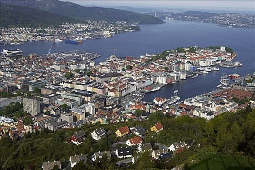 航拍,卑尔根,挪威