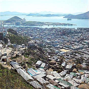 俯拍,城市,海洋,首尔,韩国