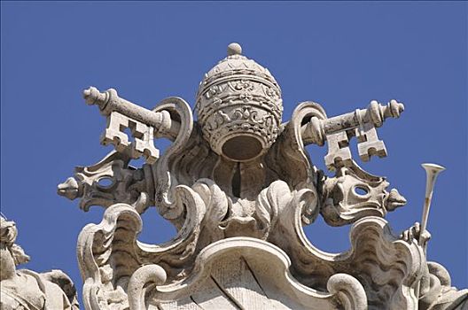 皇冠,钥匙,特写,喷泉,历史名城,中心,罗马,意大利,欧洲