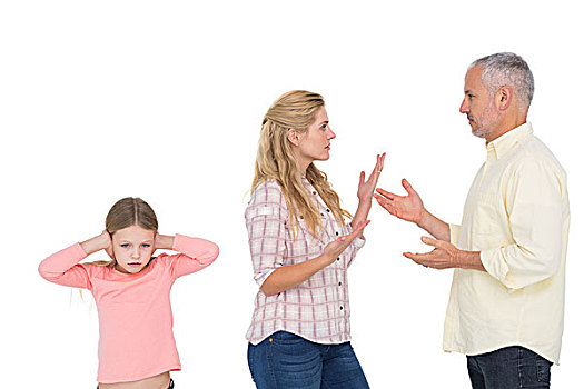父母,争执,旁侧,烦乱,女儿