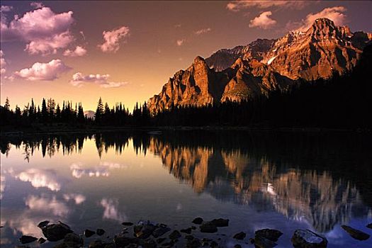 日落,上方,山峦,幽鹤国家公园,不列颠哥伦比亚省,加拿大