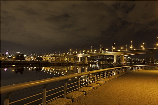 桥,温哥华,夜晚