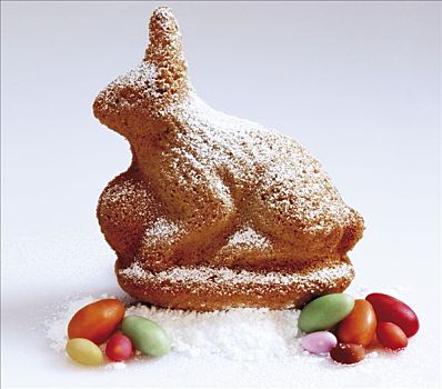 复活节兔子,松糕,坐,糖粉,复活节糖果