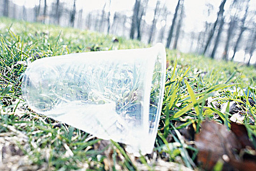 塑料杯,草地