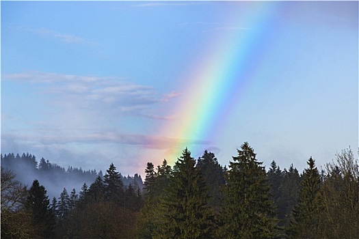 风景,巴伐利亚,山,彩虹
