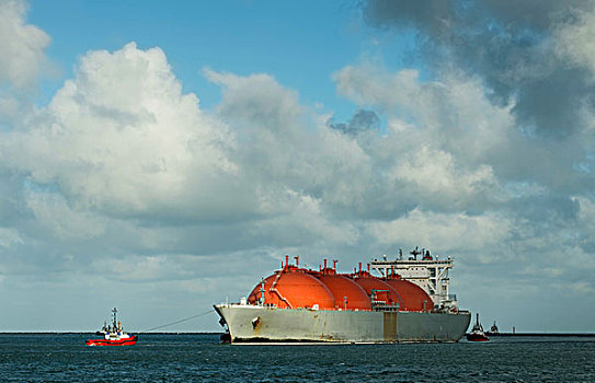 液化石油气,液体,天然气,油轮,进入,鹿特丹,港口,码头,新