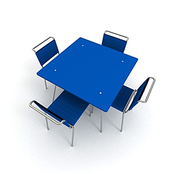 桌子,椅子,蓝色