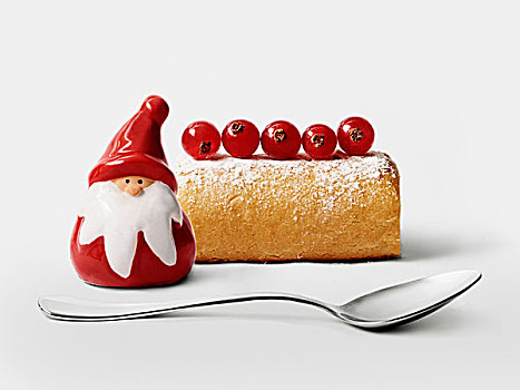 圣诞节,红浆果,独特,原木,蛋糕,圣诞老人玩偶