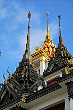 亚洲,泰国,十字架,彩色,屋顶,寺院,宫殿,图案