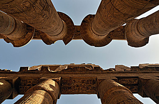 巨大,纸莎草,柱子,多柱式建筑的,地区,卡尔纳克神庙,庙宇,复杂,靠近,路克索神庙,埃及,北非