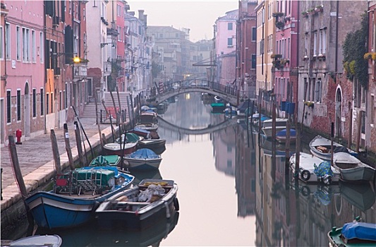 威尼斯,运河,早晨,桥