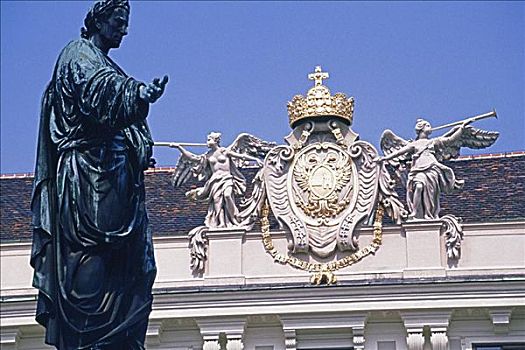 仰视,雕塑,正面,宫殿,霍夫堡,维也纳,奥地利