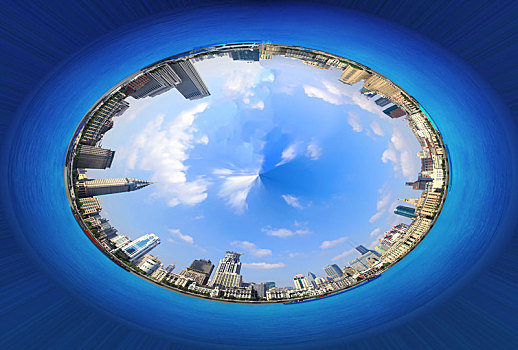 360度,全景上海,无死角,鱼眼拍摄,上海风光