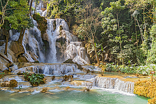 水池,瀑布,靠近,琅勃拉邦,老挝,印度支那,亚洲