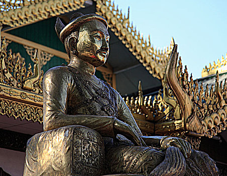 缅甸,曼德勒,国王,雕塑