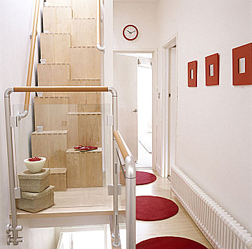 现代,走廊,楼梯,木盒