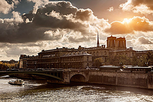 塞纳河,小船,巴黎,法国