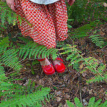 女孩,木头,红色,木底鞋