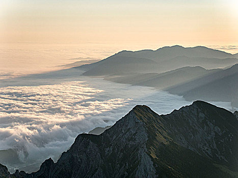 云,日出,北方,阿尔卑斯山