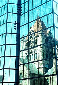 圣三一教堂,反射,高层建筑,波士顿