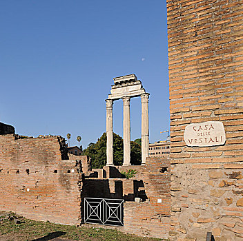 柱子,庙宇,双子座,房子,罗马,古罗马广场,意大利,欧洲