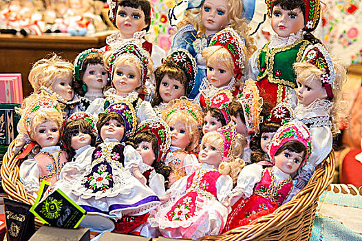欧洲,匈牙利,布达佩斯,大棚市场,传统,娃娃