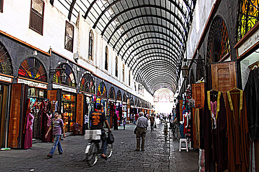 叙利亚大马士革阿拉伯市场-街市全景