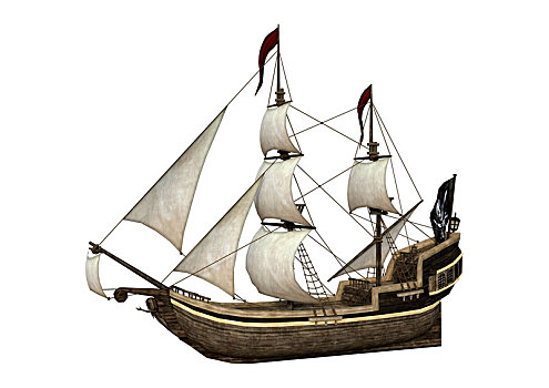 海盗船,白色背景