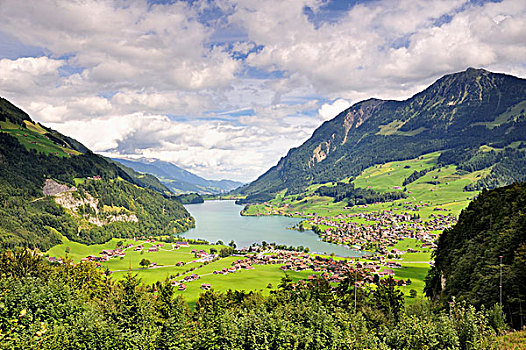 风景,上方,湖,山谷,自然,坝,仰视,奥伯瓦尔登,瑞士,欧洲