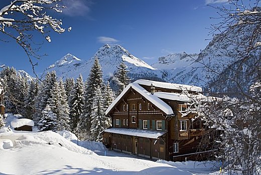 木制屋舍,冬天,瑞士