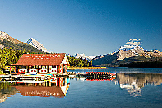 船库,玛琳湖,碧玉国家公园,艾伯塔省,加拿大